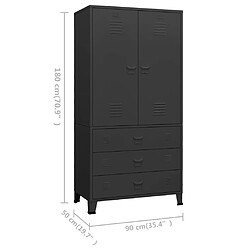 vidaXL Garde-robe industrielle Noir 90x50x180 cm Métal pas cher