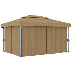 vidaXL Tonnelle avec rideau 4x3 m Taupe Aluminium 