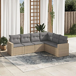 vidaXL Salon de jardin avec coussins 6 pcs beige résine tressée