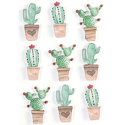 Graines Creatives 9 stickers 3D - Cactus mexicains 4,5 cm 