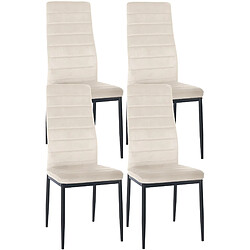 Decoshop26 Lot de 4 chaises de salle à manger design simple en tissu velours avec couture crème cadre en métal noir CDS10402