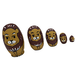 Acheter 5 Pièces Peint à La Main Lion Animal Wooden Russian Nesting Dolls Matryoshka