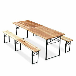 Acheter Wood Decor 10 Tables de brasserie pliantes et bancs en bois 220x80 cm