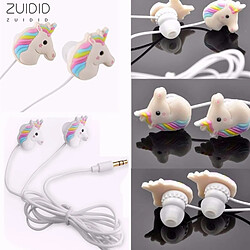 GUPBOO Casque filaire de dessin animé mignon arc-en-ciel cheval casque 3.5mm avec micro coloré pour enfants filles cadeaux envoyer immédiatement 