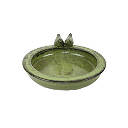 Ac-Deco Bain oiseaux rond en terre cuite - L 32,9 cm x l 30,7 cm x H 10,9 cm - Vert