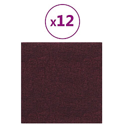 vidaXL Panneaux muraux 12 pcs Violet 30x30 cm Tissu 1,08 m²