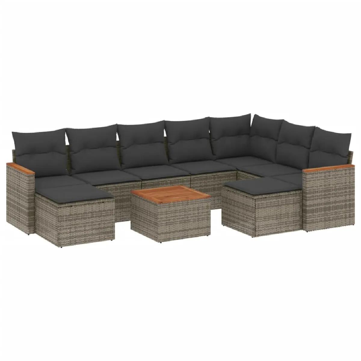 Maison Chic Salon de jardin avec coussins 10 pcs, Ensemble Tables et chaises de jardin, gris résine tressée -GKD463214