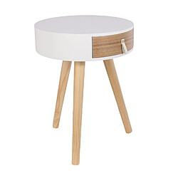 The Home Deco Factory Table de chevet scandinave Nora - Diam. 35 x H. 45 cm - Blanc