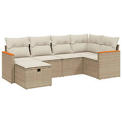 vidaXL Salon de jardin avec coussins 6 pcs beige résine tressée