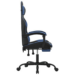 Avis vidaXL Chaise de jeu pivotante et repose-pied Noir et bleu Similicuir