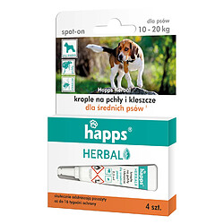 Bros Gouttes anti puces anti tiques pour les petits chiens 10-20kg Happs Herbal