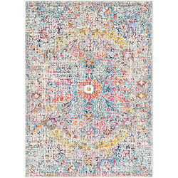 Surya INAYA - Tapis vintage multicolore, Gris, Safran et Bleu - 160x220cm