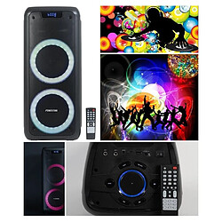 ENCEINTE SONO PORTABLE PRO PARTY KARAOKE BLUETOOTH LED RGB 100W USB SD RADIO FM + TELECOMMANDE 