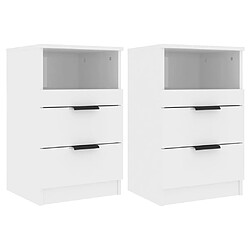 Maison Chic Lot de 2 Tables de chevet,Table de nuit,Table d'appoint pour salon Blanc brillant Bois d'ingénierie -MN76964