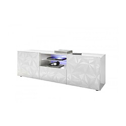 Meuble TV - Blanc Laque brillant - L 181 x P 43 x H 57cm - PARIGI 