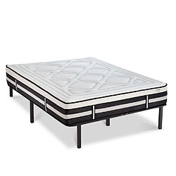 MAISON AUBERTIN Matelas Mémoire 28cm + sommier métal 140x200 Ensemble Matelas Mémoire de forme h28cm et Sommier kit métal 140x200