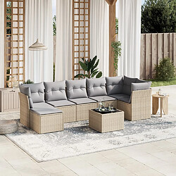 vidaXL Salon de jardin avec coussins 8pcs mélange beige résine tressée