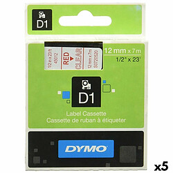 Ruban Laminé pour Etiqueteuses Dymo D1 45012 LabelManager™ Rouge Transparent 12 mm Noir (5 Unités) 