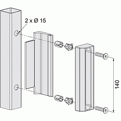 Locinox Gâche pour serrure de portail LAKQ 40, profil carré à partir de 40 mm, coloris aluminium