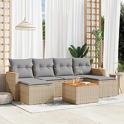 Maison Chic Salon de jardin avec coussins 7 pcs | Ensemble de Table et chaises | Mobilier d'Extérieur beige résine tressée -GKD36289