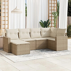 vidaXL Salon de jardin avec coussins 6 pcs beige résine tressée 