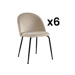 Vente-Unique Lot de 6 chaises en velours et acier inoxydable noir - Beige - MELBOURNE