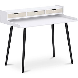 ICONIK INTERIOR Bureau en bois Design style scandinave - Thora Bois Naturel / Blanc