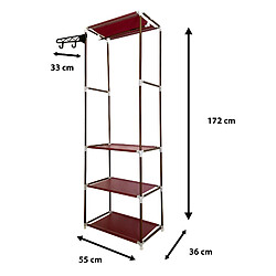 Nyana Home Dressing Statique 170x55x35cm 3 étagères 1 barre supérieure 1 cintre latéral Marron pas cher