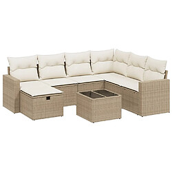 vidaXL Salon de jardin avec coussins 8 pcs beige résine tressée