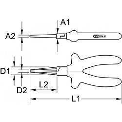 KS TOOLS 117.1290 Pince à bec rond isolée, L.160 mm