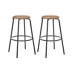 Beliani Tabouret de bar Set de 2 Velours Marron clair MORTON 