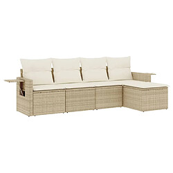 vidaXL Salon de jardin avec coussins 5 pcs beige résine tressée