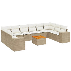 Maison Chic Salon de jardin 11 pcs avec coussins, Ensemble Tables et chaises d'extérieur beige résine tressée -GKD211690