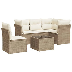 vidaXL Salon de jardin avec coussins 6 pcs beige résine tressée