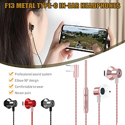 GUPBOO F13 Type-C 3.5mm Écouteurs intra-auriculaires filaires ergonomiques Écouteurs portables légers en métal pour téléphone PC