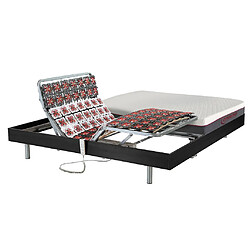 Vente-Unique Lit électrique de relaxation tout plots + matelas mémoire de forme - 2 x 90 x 200 cm - Noir - ATRIDE de DREAMEA