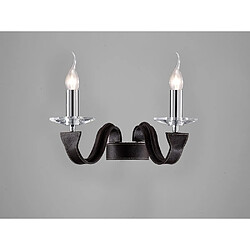 Luminaire Center Applique murale Nardini 2 Ampoules chrome poli/marron foncé Faux cuir/cristal