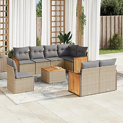 Maison Chic Salon de jardin avec coussins 9 pcs, Ensemble Tables et chaises de jardin, beige résine tressée -GKD328011