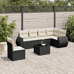 Maison Chic Ensemble Tables et chaises d'extérieur 7pcs avec coussins,Salon de jardin noir résine tressée -GKD972667