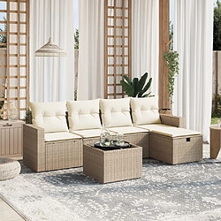 Maison Chic Salon de jardin avec coussins 6 pcs, Ensemble Tables et chaises de jardin, beige résine tressée -GKD617890