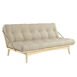 Inside 75 Banquette futon FOLK en pin massif coloris beige couchage 130 x 190 cm.