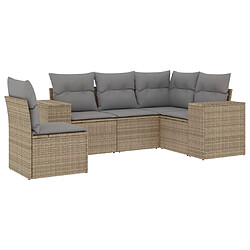 vidaXL Salon de jardin avec coussins 5 pcs beige résine tressée