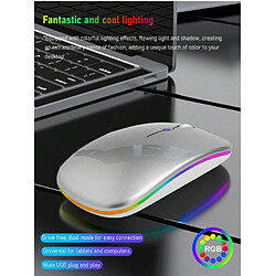 Brand 0 Souris sans fil portable et silencieuse pour ordinateur portable et tablette, avec rétroéclairage RGB