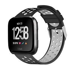 Wewoo Pour Fitbit Versa Simple Bracelet De Montre En Silicone Noir + Gris Bleu Lac