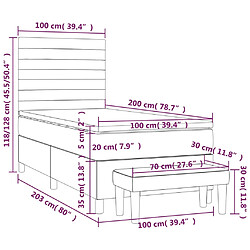 vidaXL Sommier à lattes de lit avec matelas Noir 100x200 cm Tissu pas cher