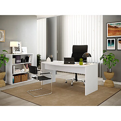 Pegane Bureau en mélamine coloris blanc - Longueur 160 x profondeur 80 x Hauteur 75 cm pas cher