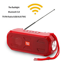 Universal Rouge Portable Silicone Bluetooth Haut-parleur Subwoofer Stéréo Support TWS TF AUX/USB/AUX/FM Récepteur Radio avec lampe de poche(Rouge) 