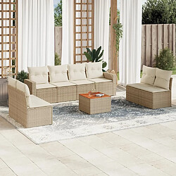 Maison Chic Salon de jardin avec coussins 9 pcs | Ensemble de Table et chaises | Mobilier d'Extérieur beige résine tressée -GKD74183