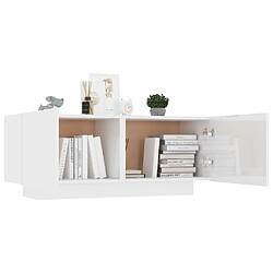 Avis Maison Chic Meuble TV scandinave - Banc TV pour salon Blanc brillant 100x35x40 cm Aggloméré -MN49711