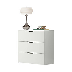 Pegane Commode, meuble de rangement avec 3 tiroirs coloris blanc mat - Longueur 78 x hauteur 80 x profondeur 40 cm